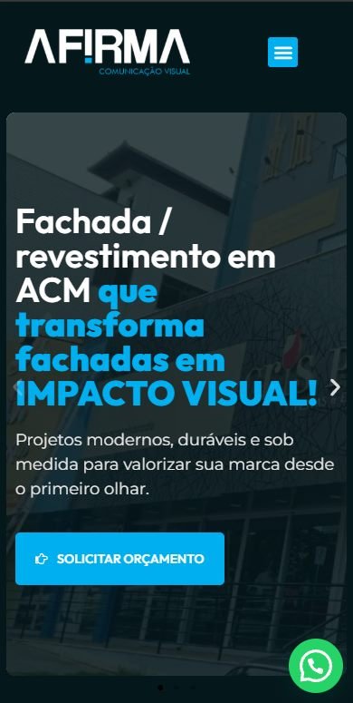 Site desenvolvido para Afirma Comunicação Visual, versão mobile