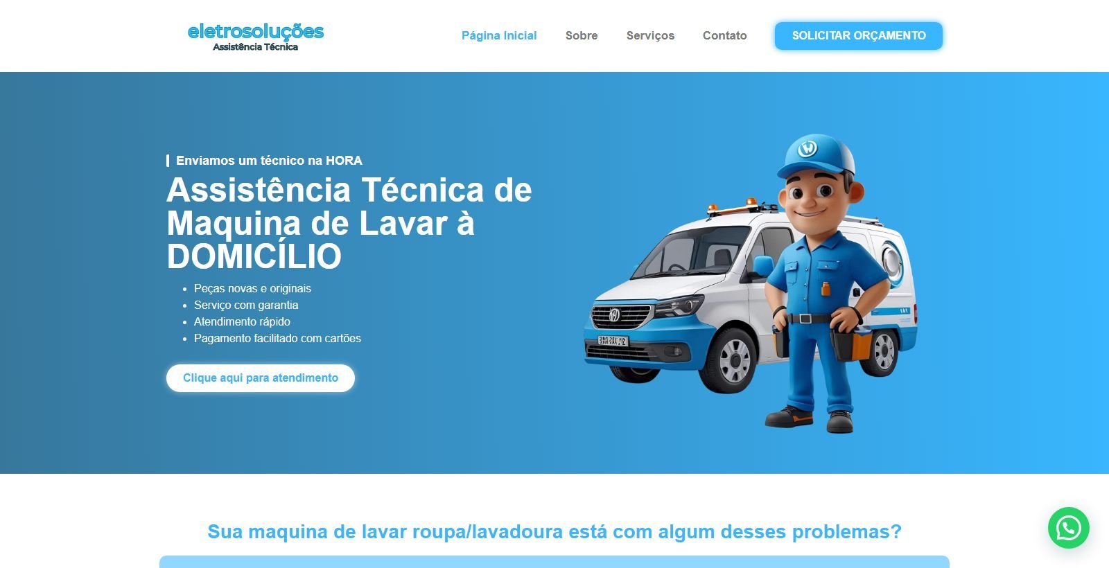 Site desenvolvido para EletroSoluções BH, versão desktop