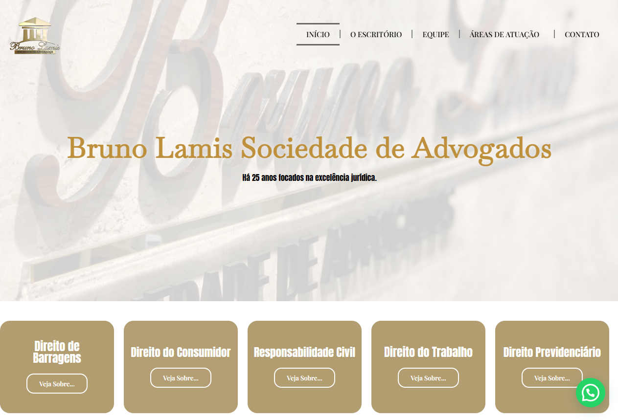 Site desenvolvido para Bruno Lamis Sociedade de Advogados, versão desktop