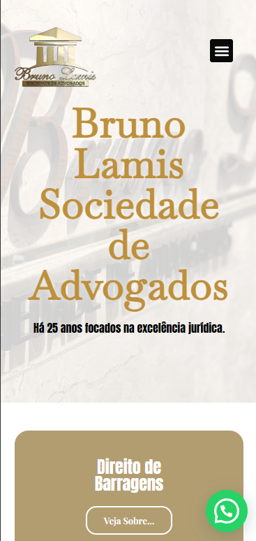 Site desenvolvido para Bruno Lamis Sociedade de Advogados, versão mobile